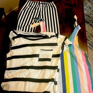 Striped collection leggings tank top & tee